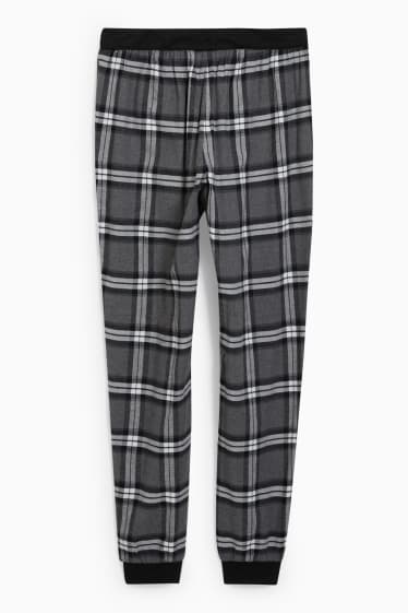 Hombre - Pantalón de pijama de franela - de cuadros - gris jaspeado