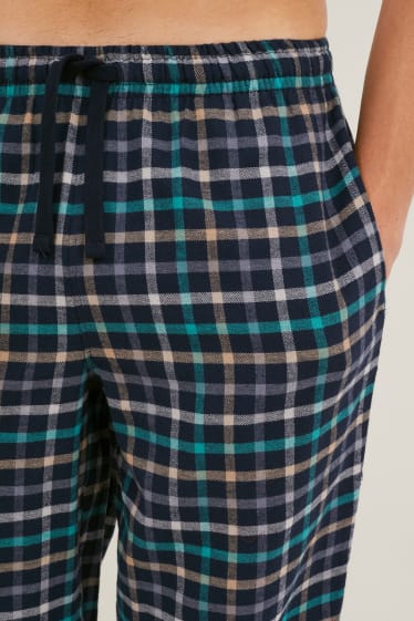 Men - Flannel pyjama bottoms - check - dark blue