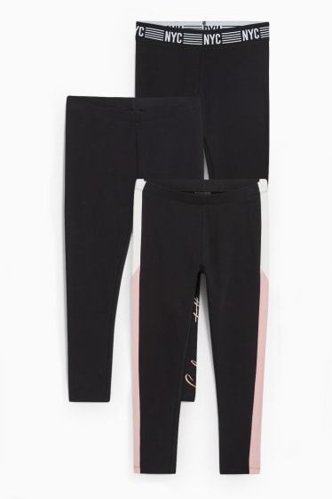 Children - Extended sizes - multipack of 3 - thermal leggings - black