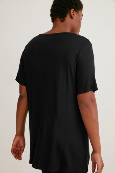 Women - T-shirt - shiny - black