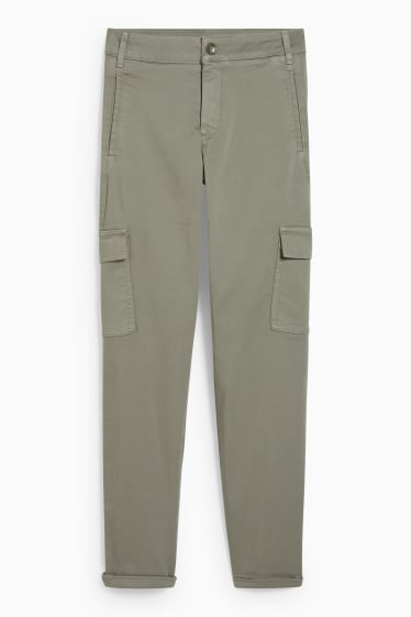 Mujer - Pantalón cargo - high waist - tapered fit - verde