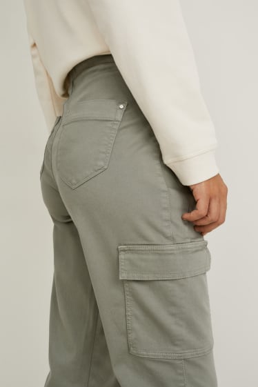 Donna - Pantaloni cargo - vita alta - tapered fit - verde