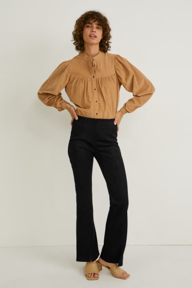 Mujer - Pantalón - high waist - flared - antelina - negro