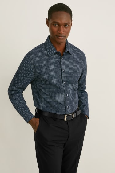 Uomo - Camicia business - slim fit - colletto all’italiana - facile da stirare - verde scuro / nero