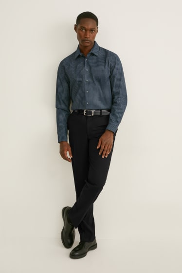 Hombre - Camisa - slim fit - kent - de planchado fácil - verde oscuro / negro