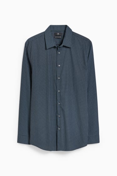 Uomo - Camicia business - slim fit - colletto all’italiana - facile da stirare - verde scuro / nero