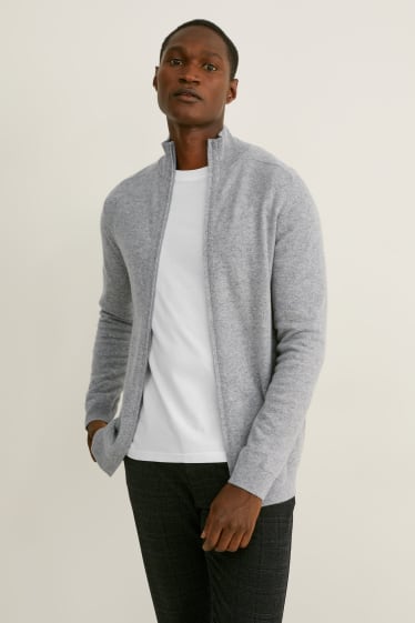 Men - Cashmere cardigan - gray-melange