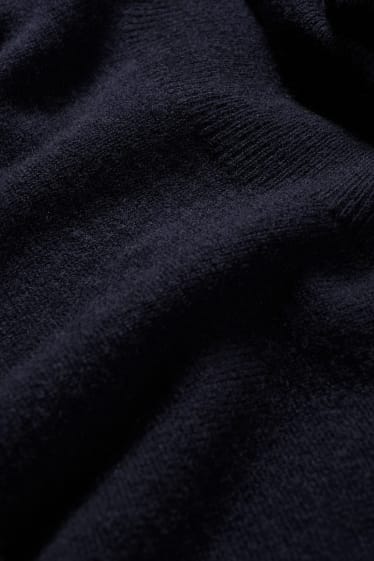 Pánské - Kašmírový svetr s rolákem - tmavomodrá