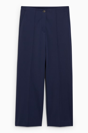 Femmes - Pantalon en toile - high waist - regular fit - bleu foncé