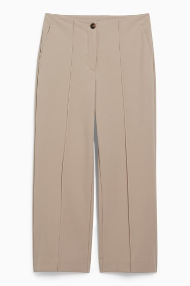 Women - Cloth trousers - high waist - regular fit - taupe
