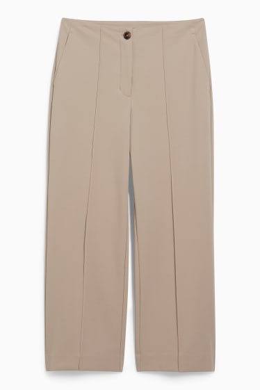 Femmes - Pantalon en toile - high waist - regular fit - taupe