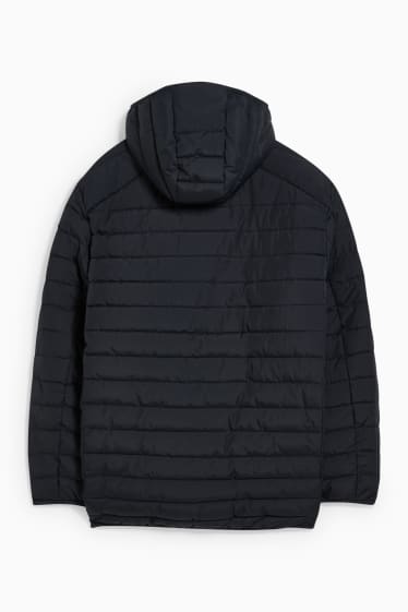 Pánské - Prošívaná bunda s kapucí - z recyklovaného materiálu - černá