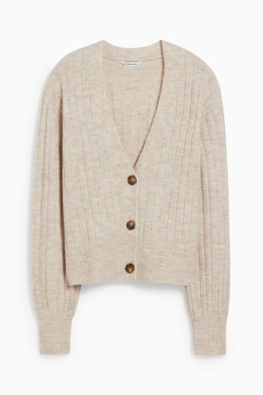 Damen - Strickjacke - beige-melange