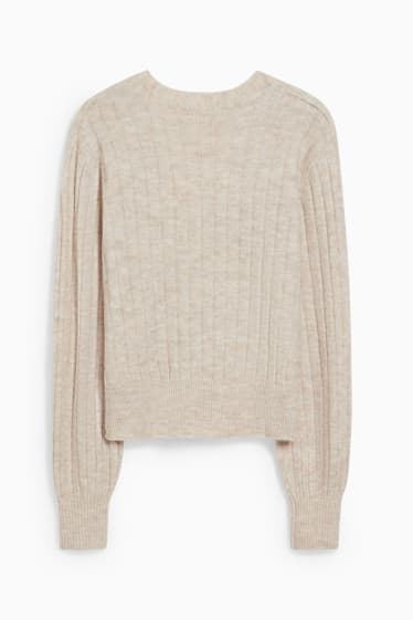 Damen - Strickjacke - beige-melange