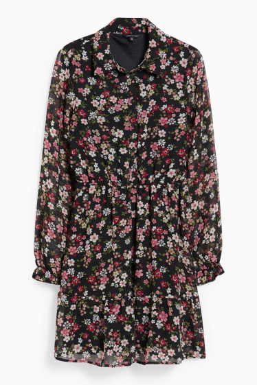 Dames - CLOCKHOUSE - jurk - gebloemd - zwart / roze