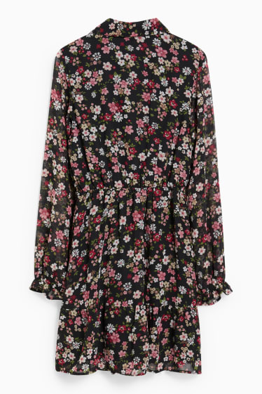 Dames - CLOCKHOUSE - jurk - gebloemd - zwart / roze