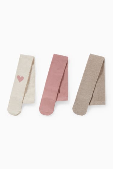 Bébés filles - Lot de 3 paires - collants pour bébé - beige