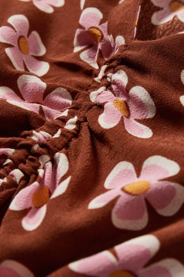 Femei - CLOCKHOUSE - bluză - cu flori - maro / roz