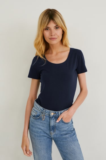 Femmes - Lot de 2 - T-shirt basique - bleu foncé