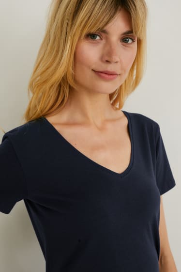 Damen - Multipack 2er - Basic-T-Shirt - dunkelblau