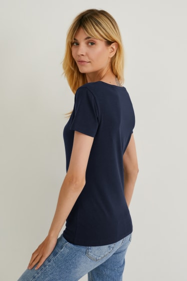 Kobiety - Wielopak, 2 szt. - T-shirt basic - ciemnoniebieski