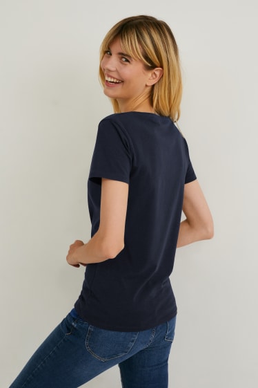 Damen - Multipack 2er - Basic-T-Shirt - dunkelblau
