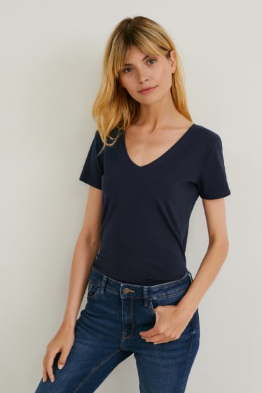 Donna - Confezione multipla da 2 - t-shirt basic - blu scuro