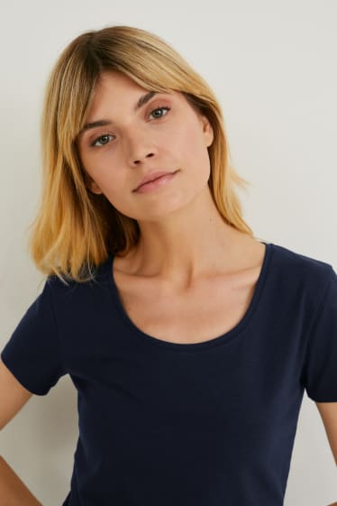 Kobiety - Wielopak, 2 szt. - T-shirt basic - ciemnoniebieski