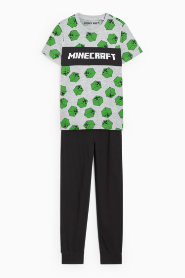 Kinderen - Minecraft - pyjama - 2-delig - zwart / grijs