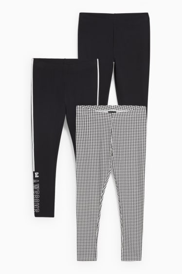 Enfants filles - Coupe ample - lot de 3 - leggings - noir