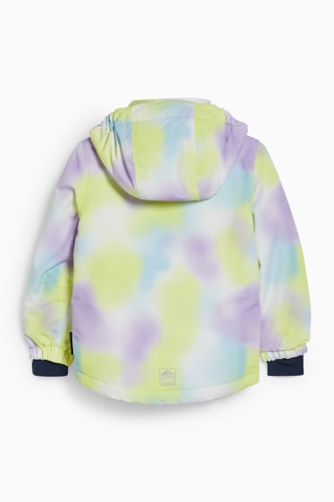 Children - Ski jacket with hood - patterned - neon yellow