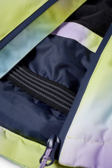 Children - Ski jacket with hood - patterned - neon yellow