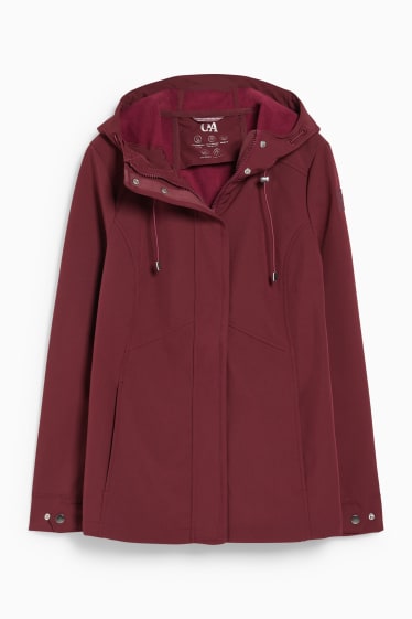 Damen - Softshelljacke mit Kapuze - 4 Way Stretch - bordeaux