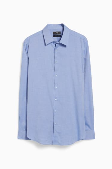 Hommes - Chemise de bureau - coupe slim - col kent - facile à repasser - bleu clair