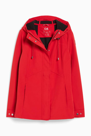 Women - Softshell jacket with hood - 4 Way Stretch - red