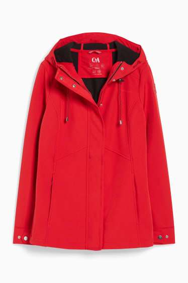 Femmes - Veste softshell à capuche - 4 Way Stretch - rouge