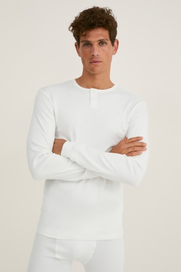 Heren - Thermo-onderhemd - fijn geribd - wit
