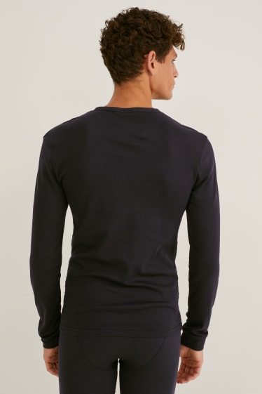 Hombre - Camiseta interior térmica - canalé fino - negro