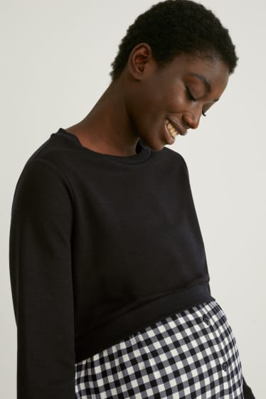 Women - Maternity sweatshirt - 2-in-1 look - black / white