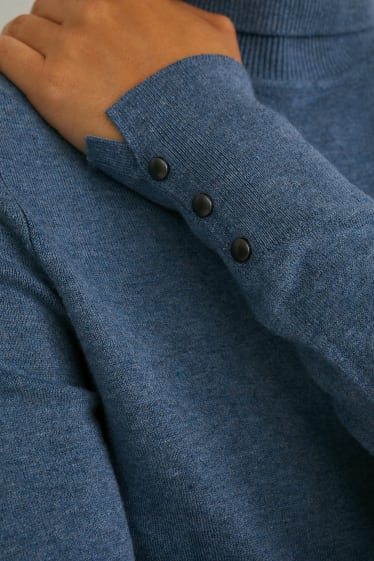 Women - Polo neck jumper - blue-melange