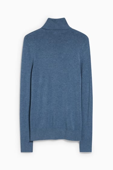 Women - Polo neck jumper - blue-melange