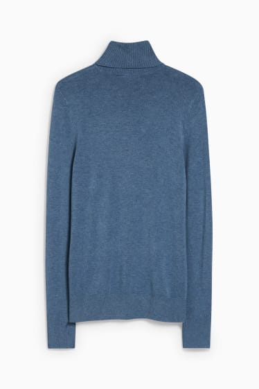 Damen - Rollkragenpullover - blau-melange