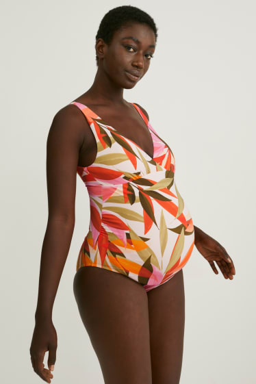 Dámské - Těhotenské jednodílné dámské plavky - s vycpávkami - LYCRA® XTRA LIFE™  - oranžová