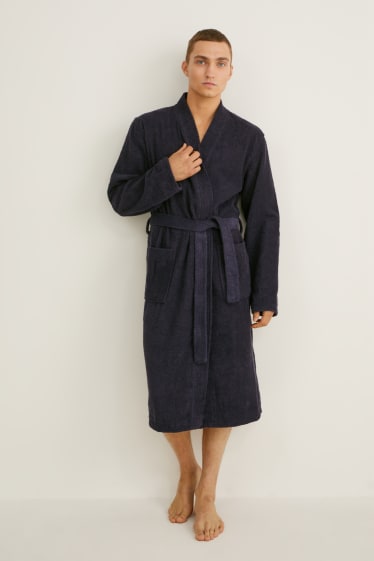 Heren - Badstof badjas - donkerblauw