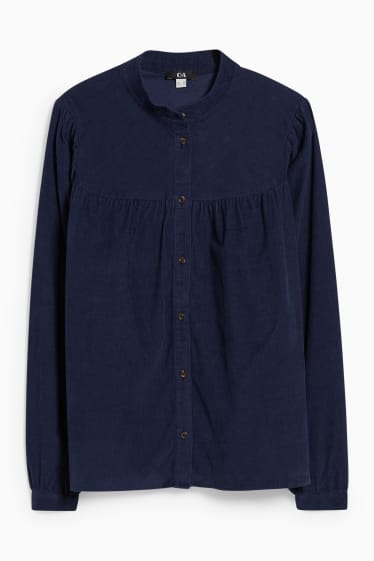 Women - Corduroy blouse - dark blue