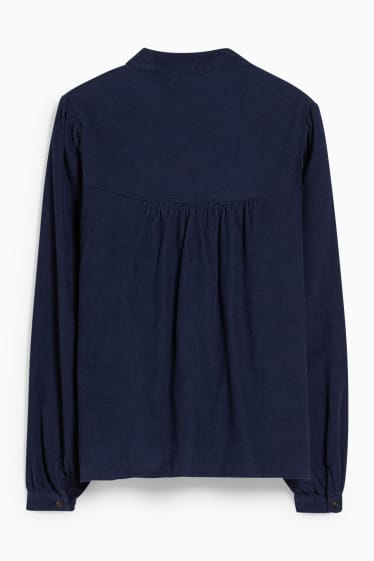 Women - Corduroy blouse - dark blue