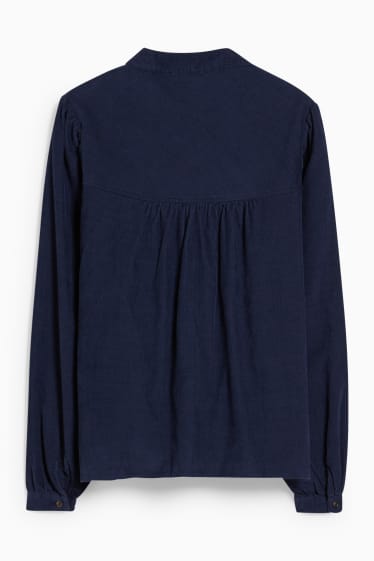 Donna - Blusa di velluto a coste - blu scuro