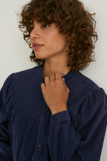 Women - Corduroy blouse - dark blue