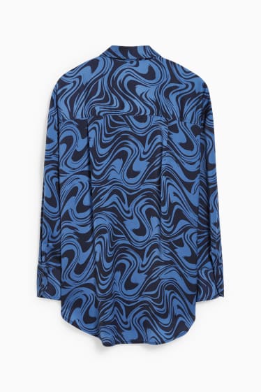 Dames - Blouse - blauw / zwart