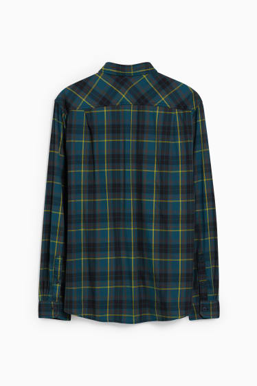 Men - Flannel shirt - regular fit - Kent collar - THERMOLITE® - check - dark blue